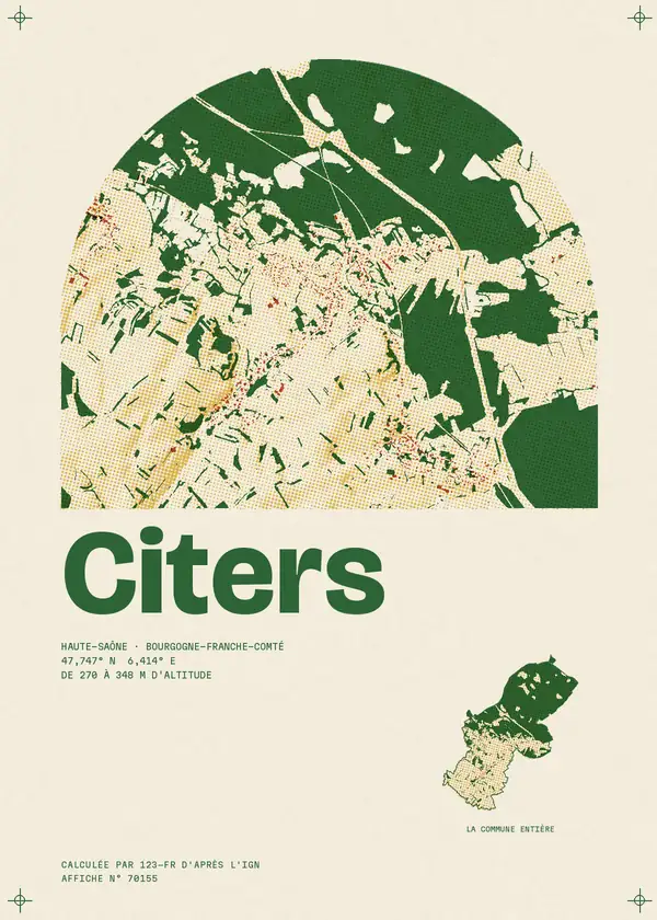 Affiche de Citers, calculée par 123-fr d'après l'IGN