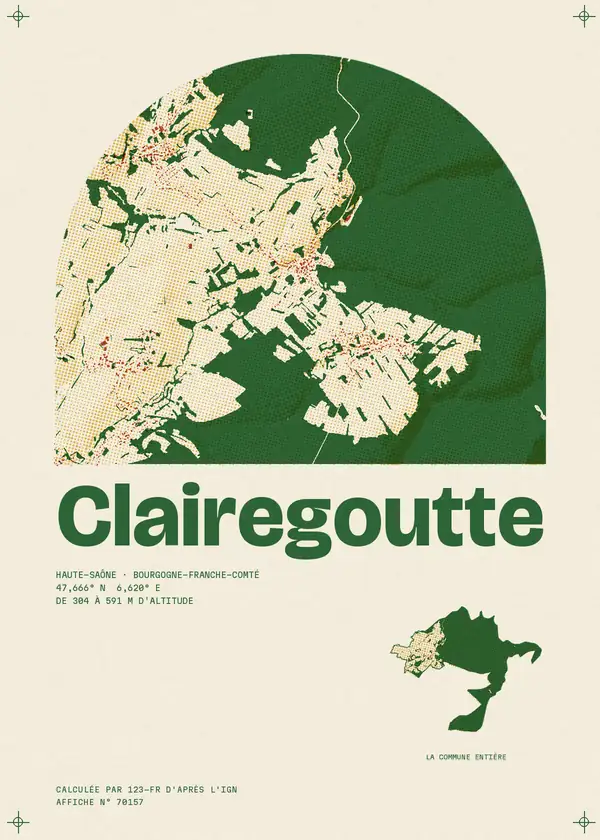 Affiche de Clairegoutte, calculée par 123-fr d'après l'IGN