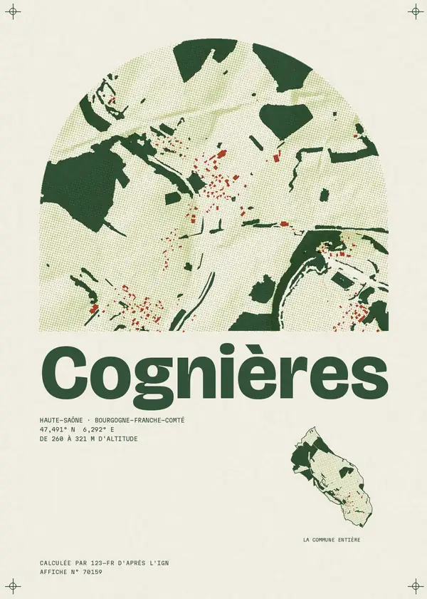Affiche de Cognières, calculée par 123-fr d'après l'IGN