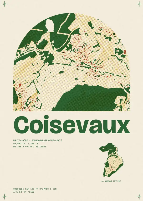 Affiche de Coisevaux, calculée par 123-fr d'après l'IGN