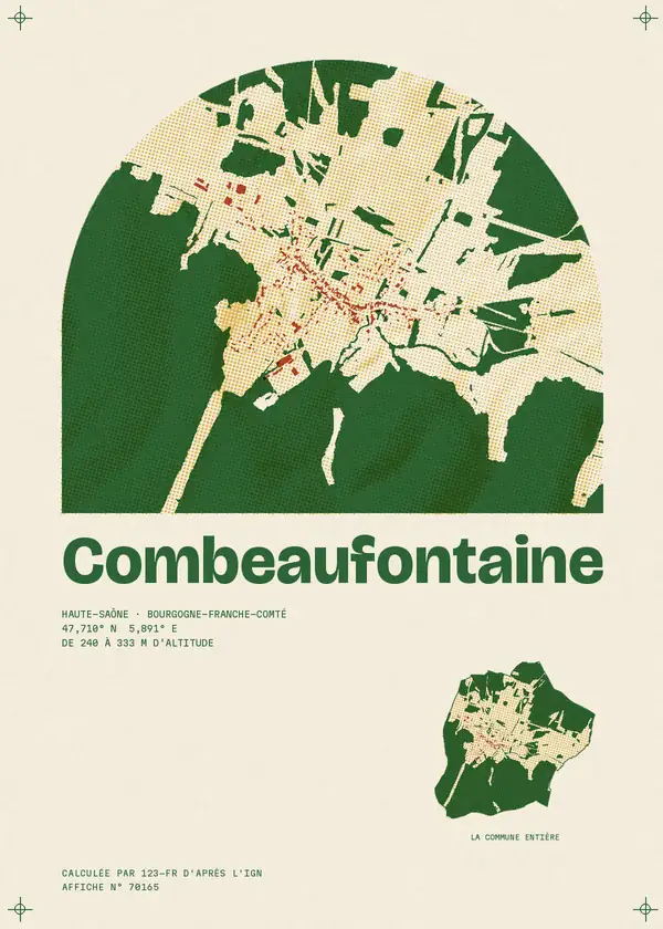 Affiche de Combeaufontaine, calculée par 123-fr d'après l'IGN