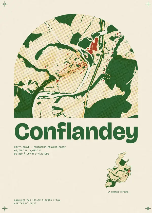 Affiche de Conflandey, calculée par 123-fr d'après l'IGN