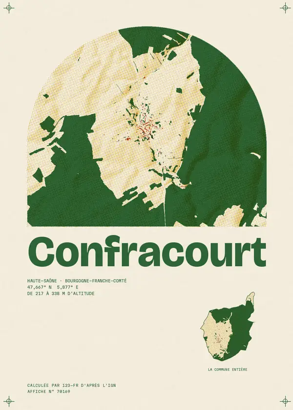 Affiche de Confracourt, calculée par 123-fr d'après l'IGN