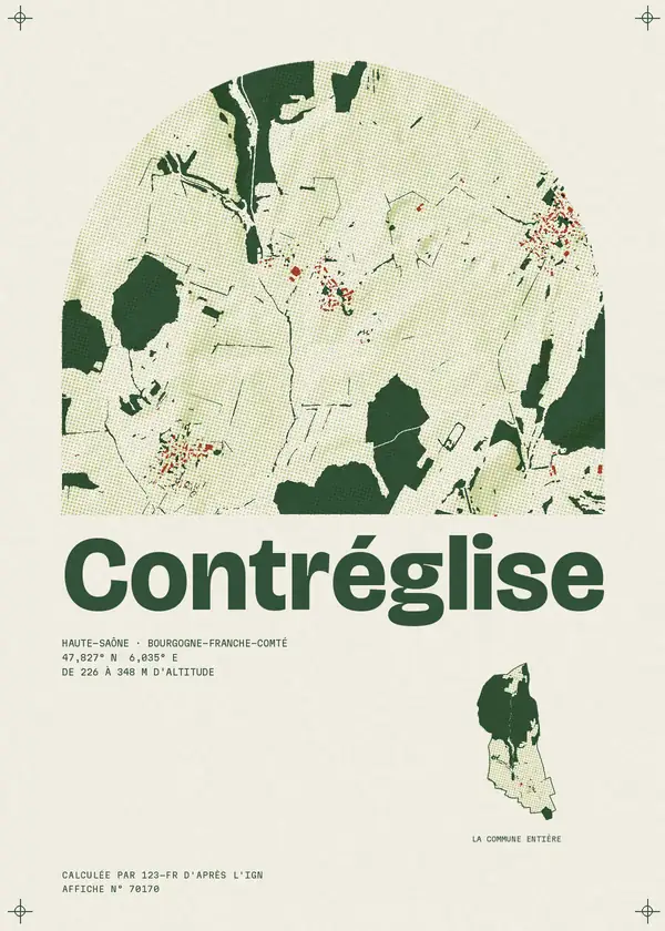 Affiche de Contréglise, calculée par 123-fr d'après l'IGN