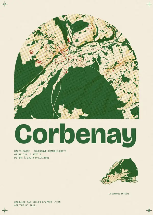 Affiche de Corbenay, calculée par 123-fr d'après l'IGN