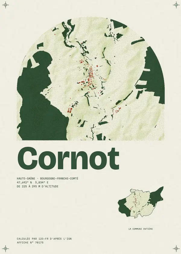 Affiche de Cornot, calculée par 123-fr d'après l'IGN