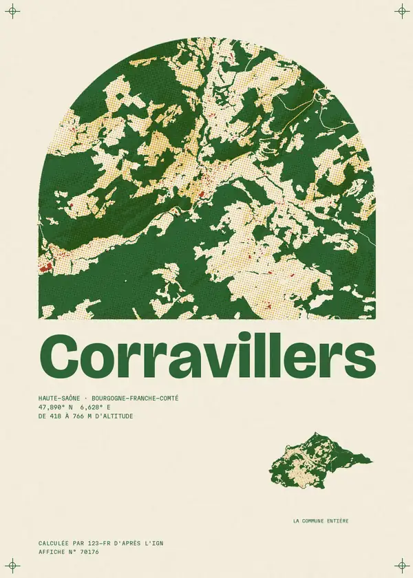 Affiche de Corravillers, calculée par 123-fr d'après l'IGN