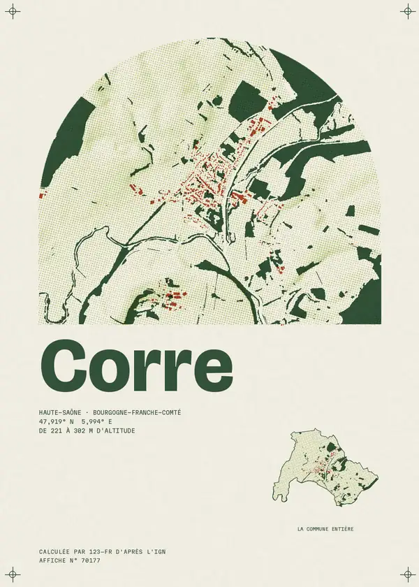 Affiche de Corre, calculée par 123-fr d'après l'IGN