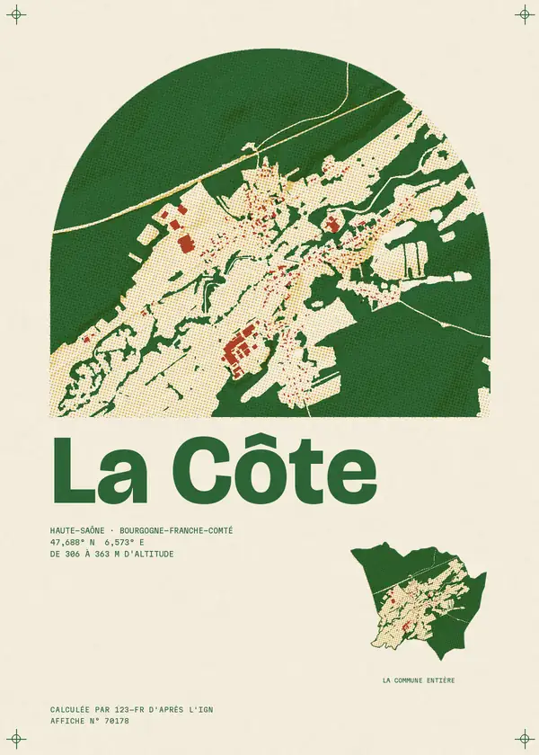 Affiche de La Côte, calculée par 123-fr d'après l'IGN