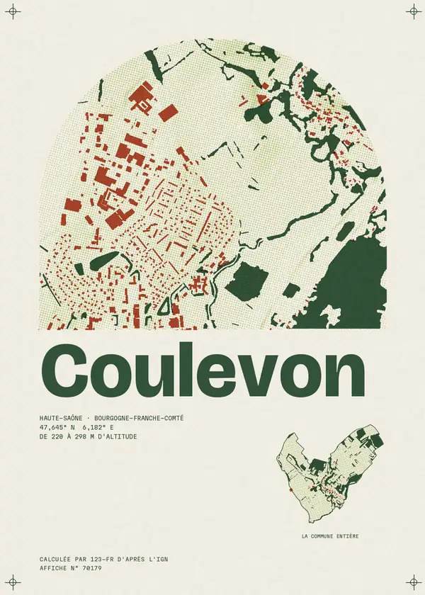 Affiche de Coulevon, calculée par 123-fr d'après l'IGN