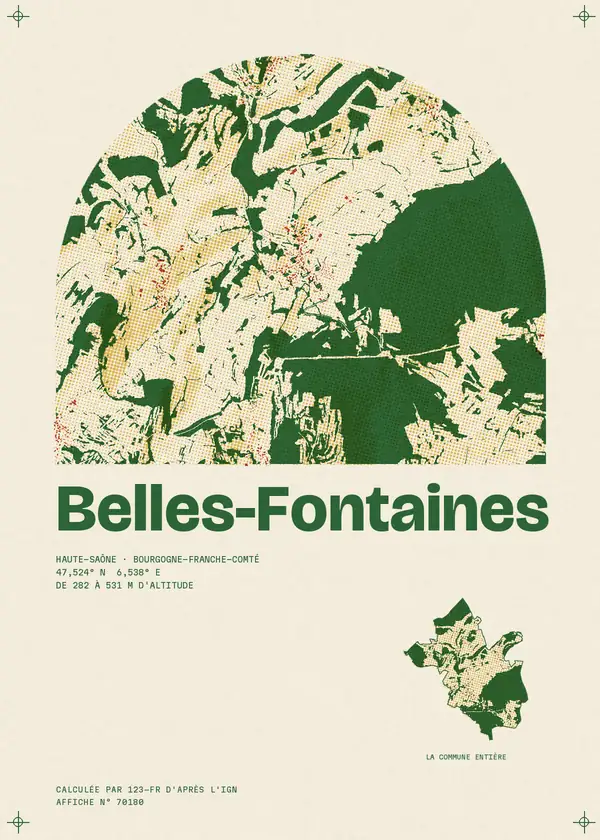 Affiche de Belles-Fontaines, calculée par 123-fr d'après l'IGN