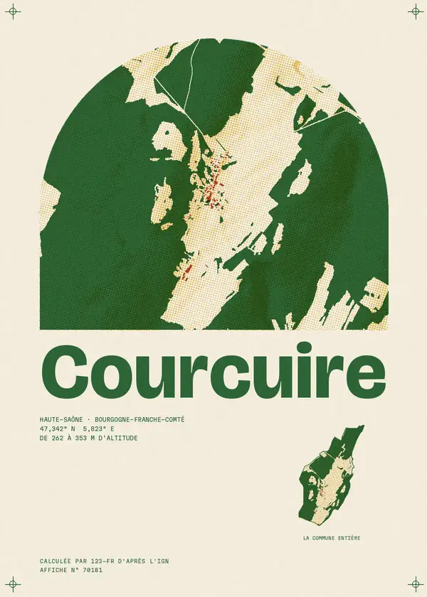 Affiche de Courcuire, calculée par 123-fr d'après l'IGN