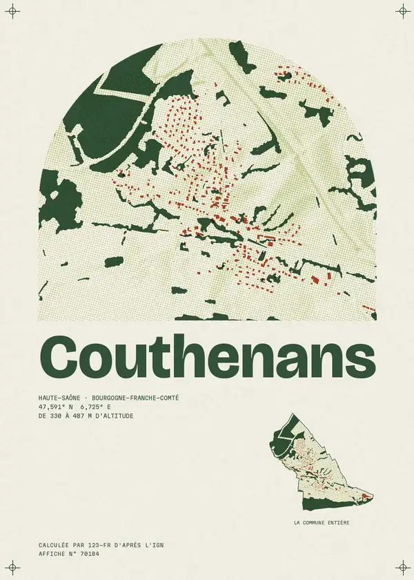 Affiche de Couthenans, calculée par 123-fr d'après l'IGN