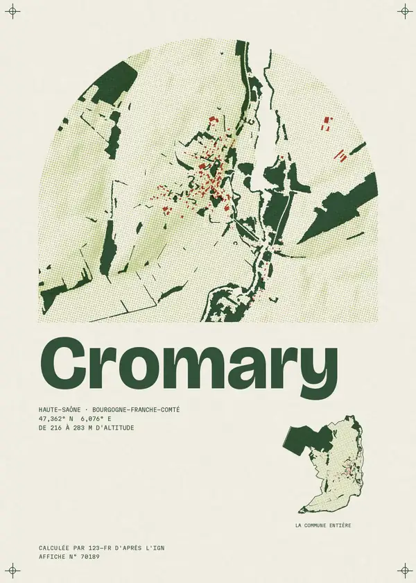 Affiche de Cromary, calculée par 123-fr d'après l'IGN
