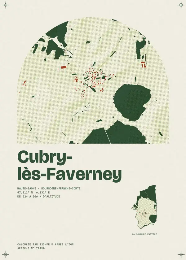 Affiche de Cubry-lès-Faverney, calculée par 123-fr d'après l'IGN