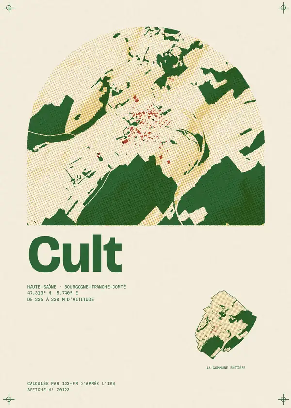 Affiche de Cult, calculée par 123-fr d'après l'IGN