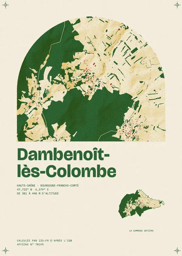 Affiche de Dambenoît-lès-Colombe, calculée par 123-fr d'après l'IGN
