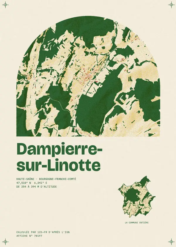 Affiche de Dampierre-sur-Linotte, calculée par 123-fr d'après l'IGN
