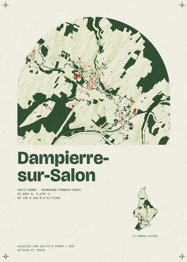 Affiche de Dampierre-sur-Salon, calculée par 123-fr d'après l'IGN