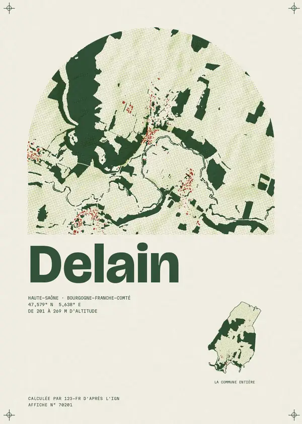 Affiche de Delain, calculée par 123-fr d'après l'IGN