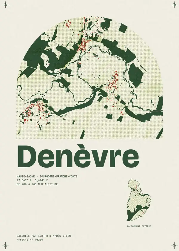Affiche de Denèvre, calculée par 123-fr d'après l'IGN