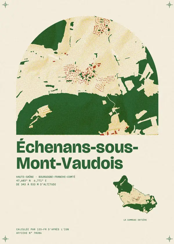Affiche de Échenans-sous-Mont-Vaudois, calculée par 123-fr d'après l'IGN