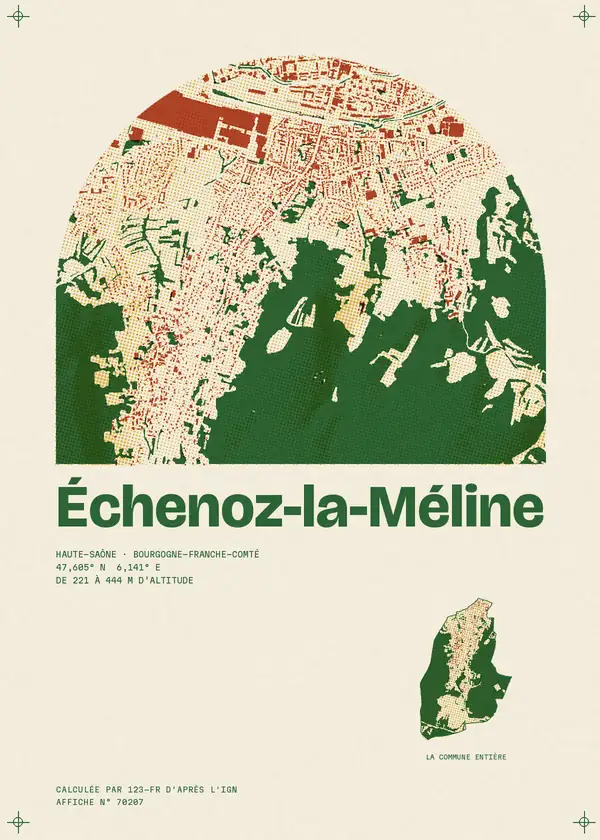 Affiche de Échenoz-la-Méline, calculée par 123-fr d'après l'IGN