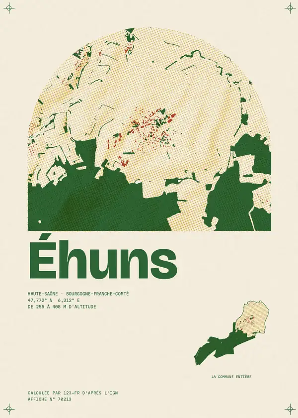 Affiche de Éhuns, calculée par 123-fr d'après l'IGN
