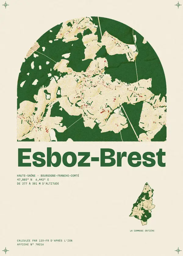 Affiche de Esboz-Brest, calculée par 123-fr d'après l'IGN