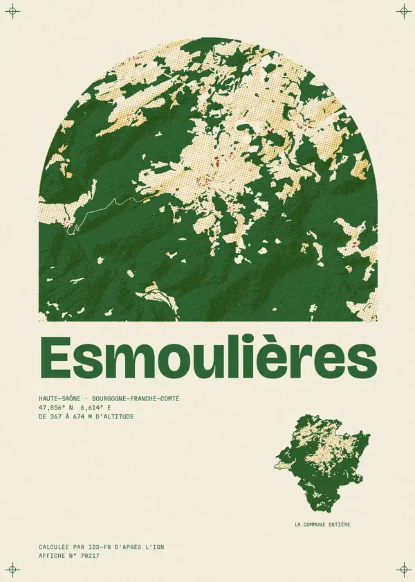 Affiche de Esmoulières, calculée par 123-fr d'après l'IGN