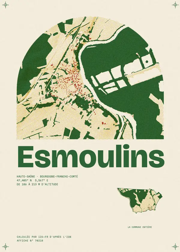 Affiche de Esmoulins, calculée par 123-fr d'après l'IGN