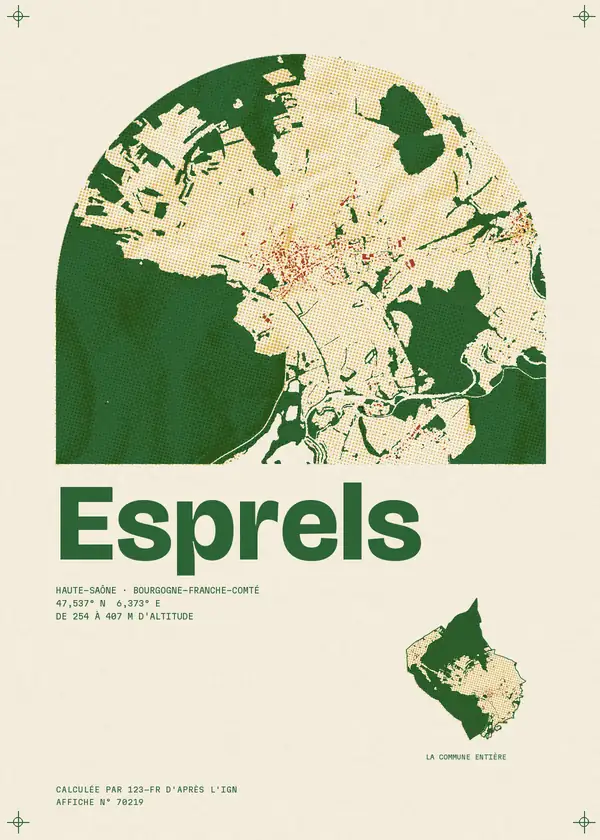Affiche de Esprels, calculée par 123-fr d'après l'IGN