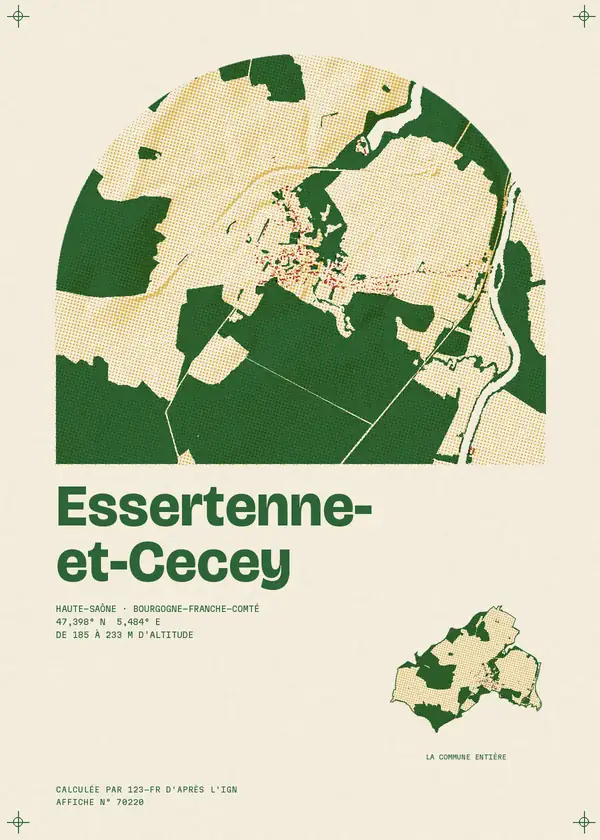 Affiche de Essertenne-et-Cecey, calculée par 123-fr d'après l'IGN