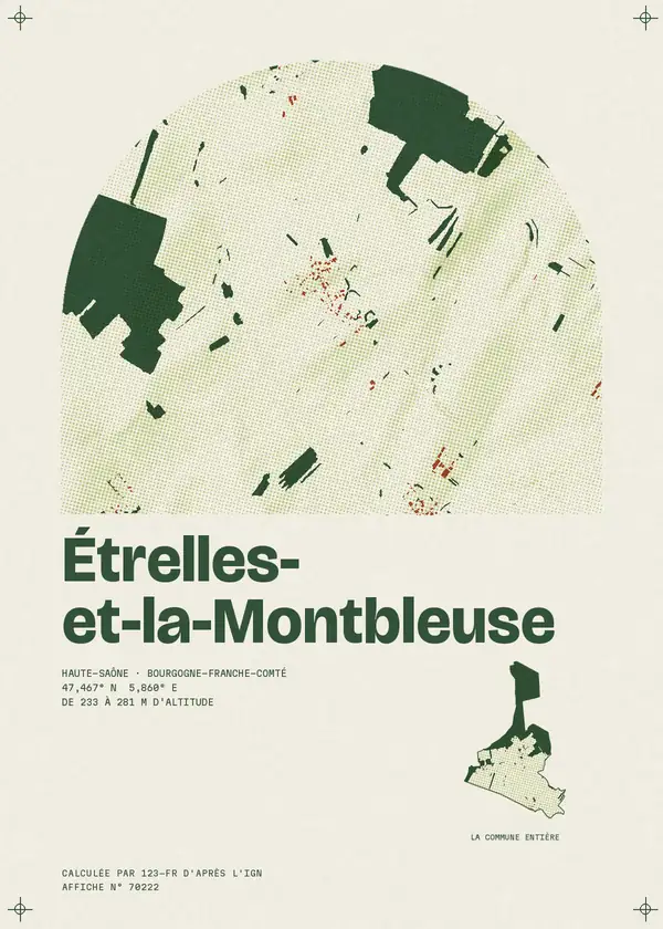 Affiche de Étrelles-et-la-Montbleuse, calculée par 123-fr d'après l'IGN