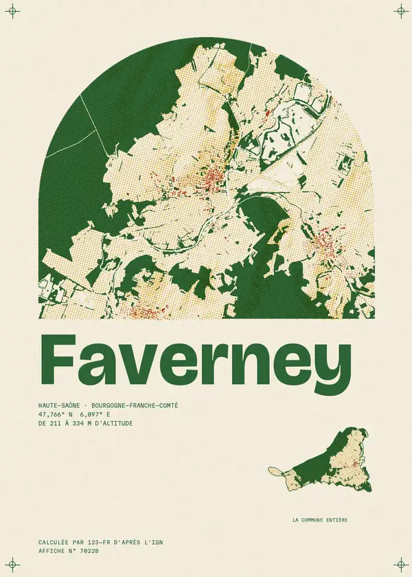 Affiche de Faverney, calculée par 123-fr d'après l'IGN
