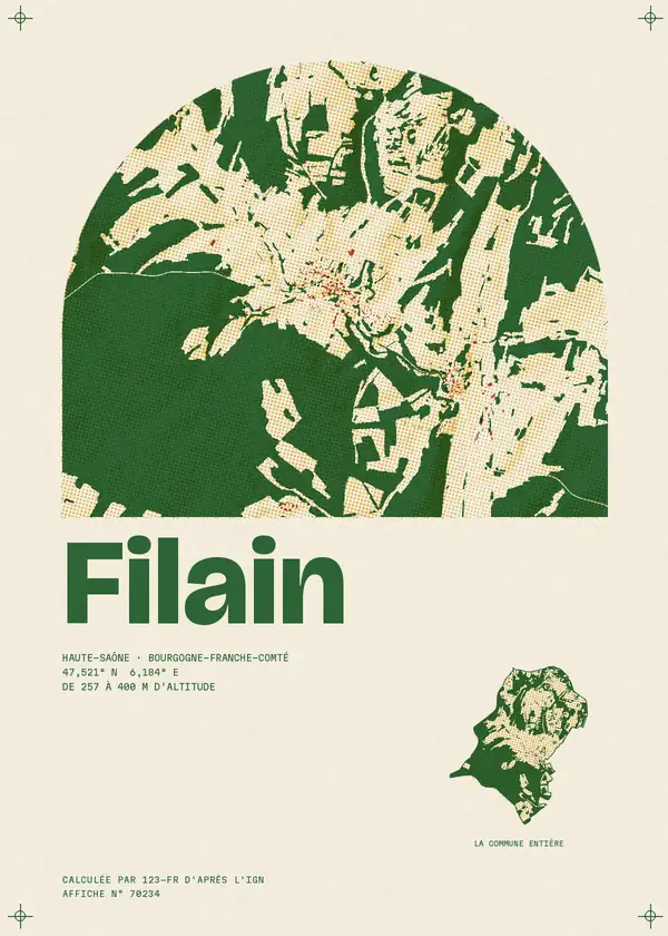 Affiche de Filain, calculée par 123-fr d'après l'IGN