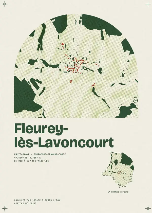Affiche de Fleurey-lès-Lavoncourt, calculée par 123-fr d'après l'IGN
