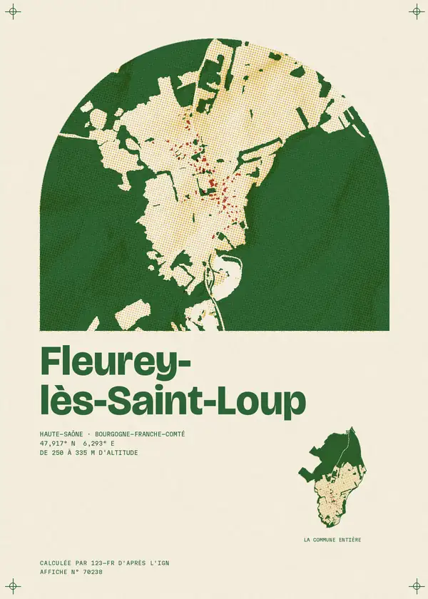 Affiche de Fleurey-lès-Saint-Loup, calculée par 123-fr d'après l'IGN