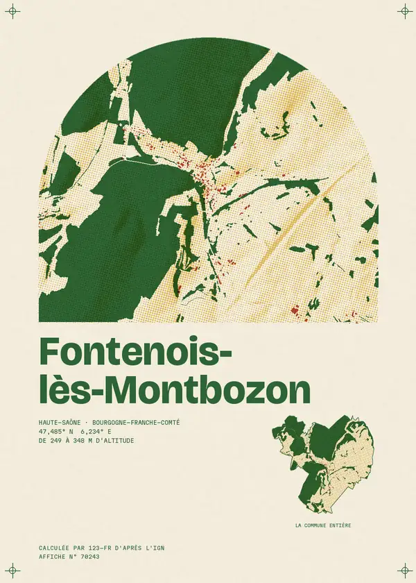 Affiche de Fontenois-lès-Montbozon, calculée par 123-fr d'après l'IGN