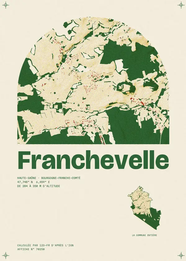 Affiche de Franchevelle, calculée par 123-fr d'après l'IGN
