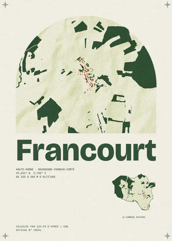 Affiche de Francourt, calculée par 123-fr d'après l'IGN