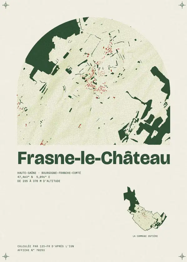 Affiche de Frasne-le-Château, calculée par 123-fr d'après l'IGN