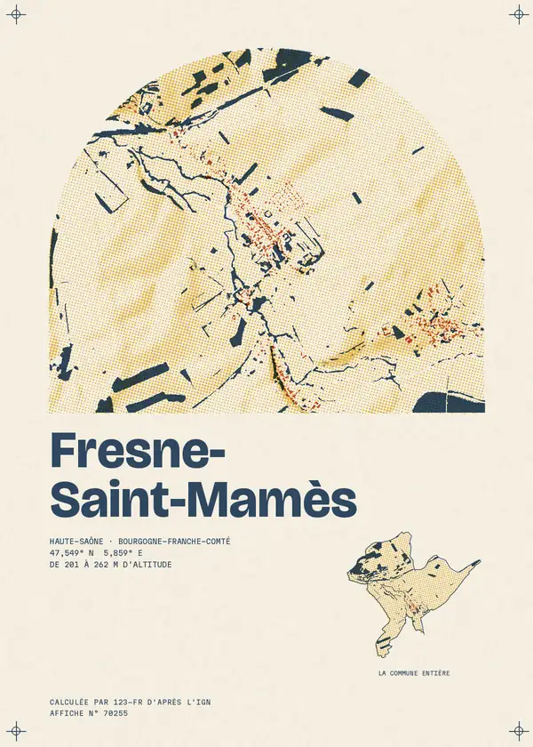 Affiche de Fresne-Saint-Mamès, calculée par 123-fr d'après l'IGN