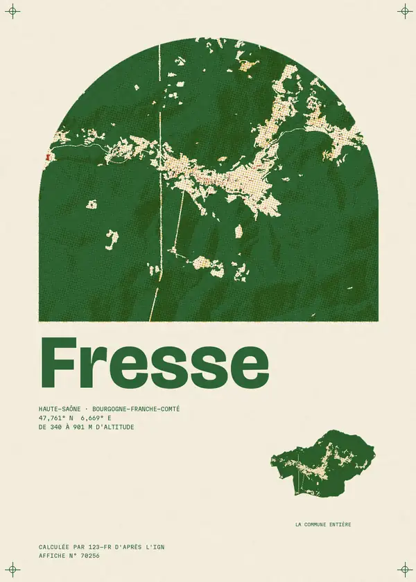 Affiche de Fresse, calculée par 123-fr d'après l'IGN