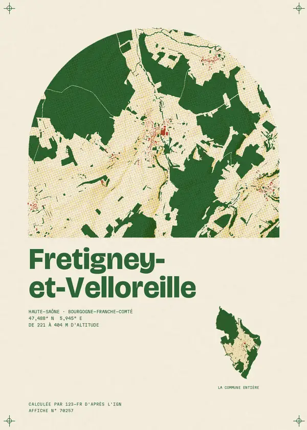 Affiche de Fretigney-et-Velloreille, calculée par 123-fr d'après l'IGN