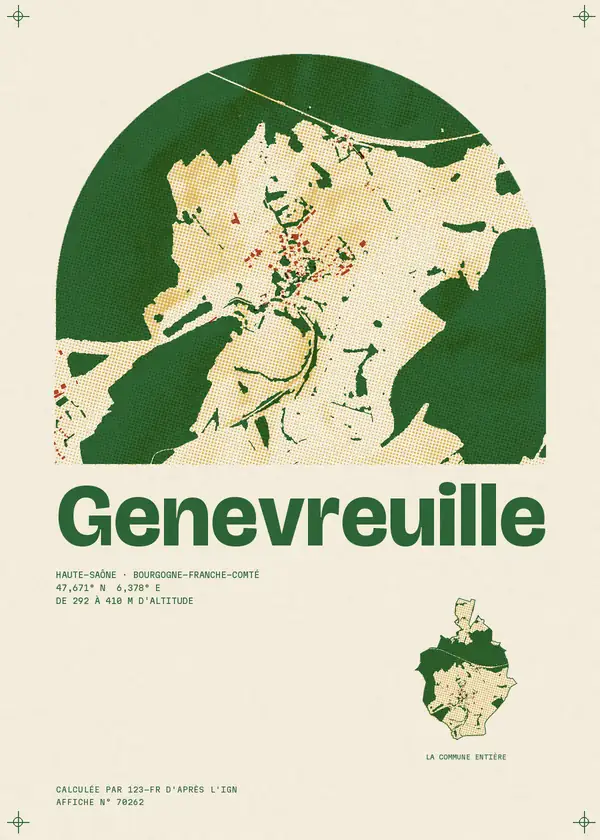 Affiche de Genevreuille, calculée par 123-fr d'après l'IGN