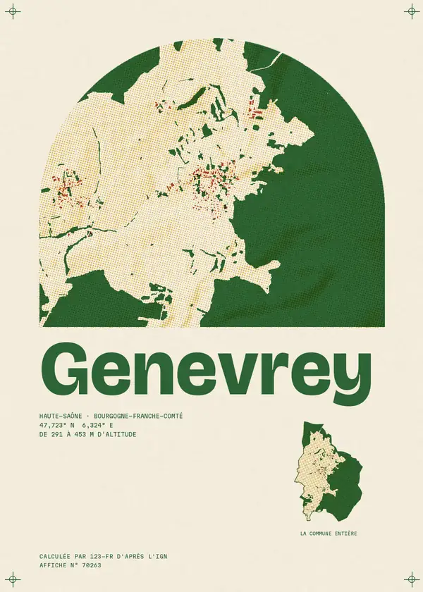 Affiche de Genevrey, calculée par 123-fr d'après l'IGN