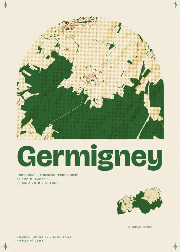 Affiche de Germigney, calculée par 123-fr d'après l'IGN