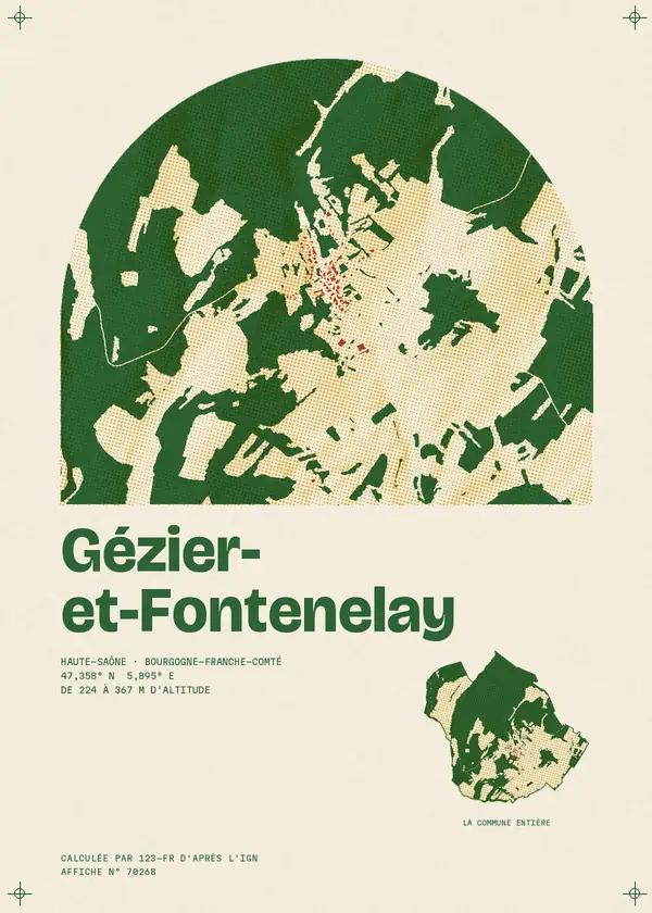 Affiche de Gézier-et-Fontenelay, calculée par 123-fr d'après l'IGN