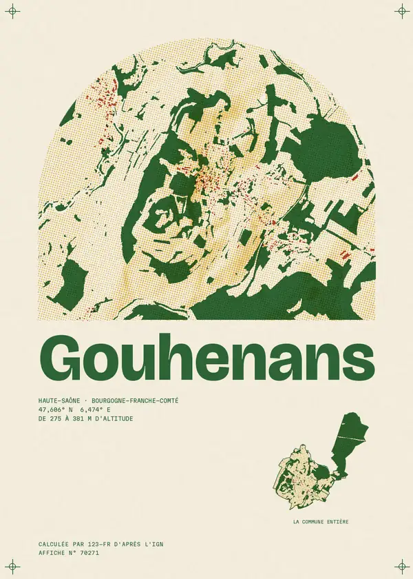 Affiche de Gouhenans, calculée par 123-fr d'après l'IGN